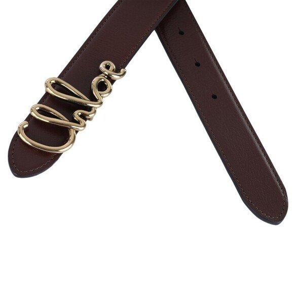Chloé Brown Leather Belt With Gold-Tone Cursive Buckle - NWT main image 2